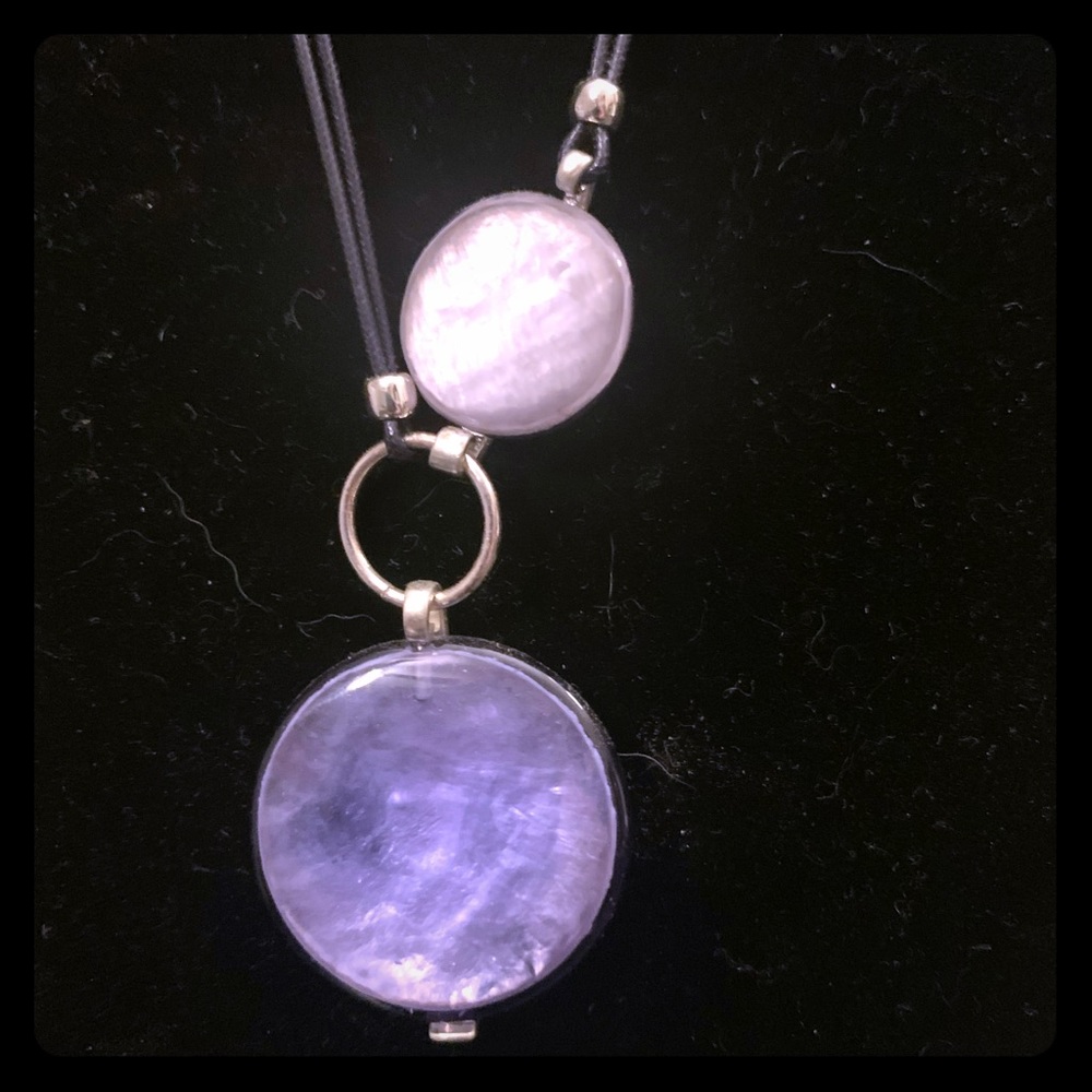 Deep purple pendants ! Made with black cord !